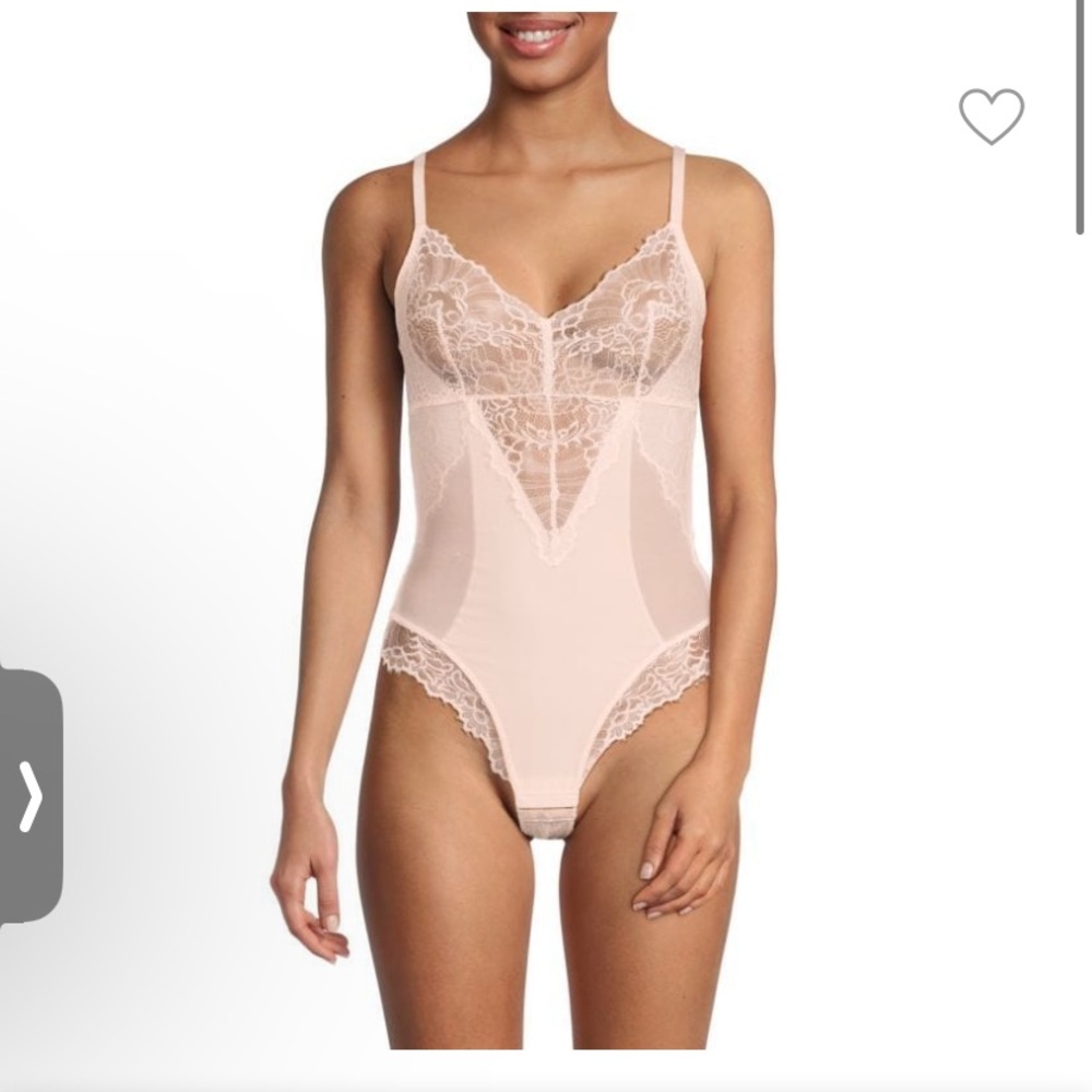 Pinsy size small faux nude effect lace shapewear bodysuit